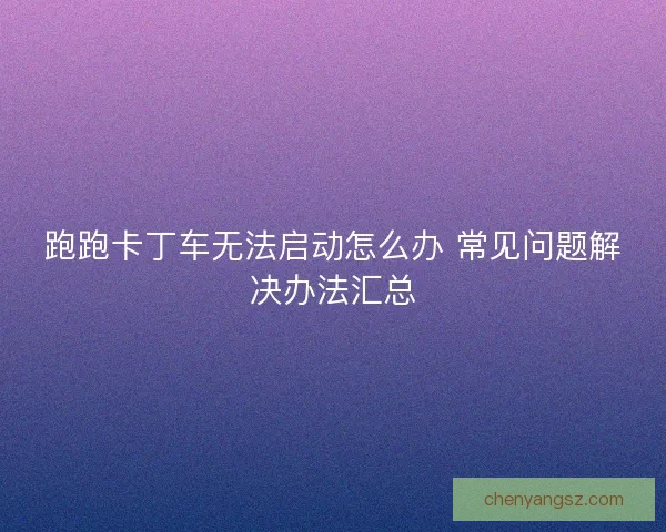 跑跑卡丁车无法启动怎么办 常见问题解决办法汇总